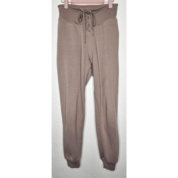 Victorias Secret Sweatpants Small Mauve Lace Up High Rise Jogger Pants Lounge - Picture 2 of 8